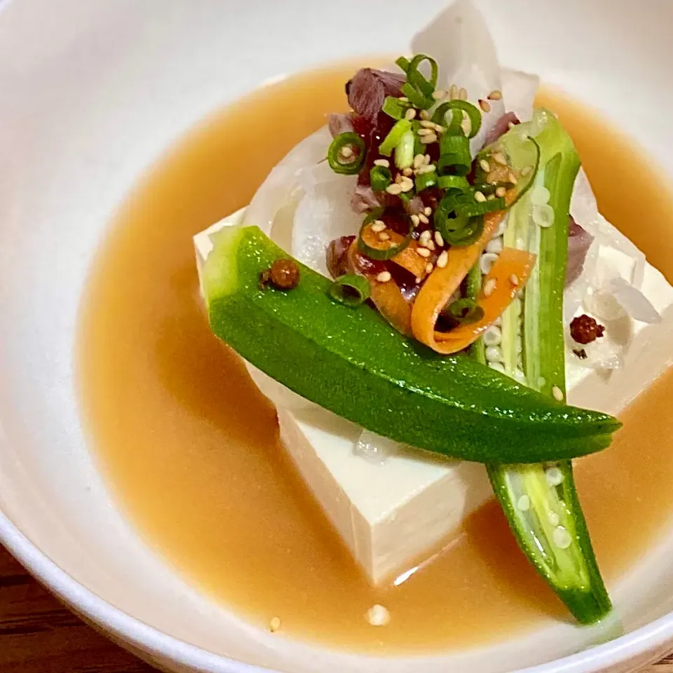 冷製)カツオ豆腐の味噌汁仕立て・・|ばくあんしゃさん