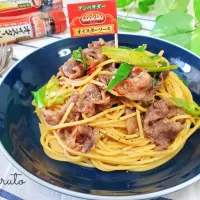 牛肉と長ネギのオイスターパスタ🍝😋