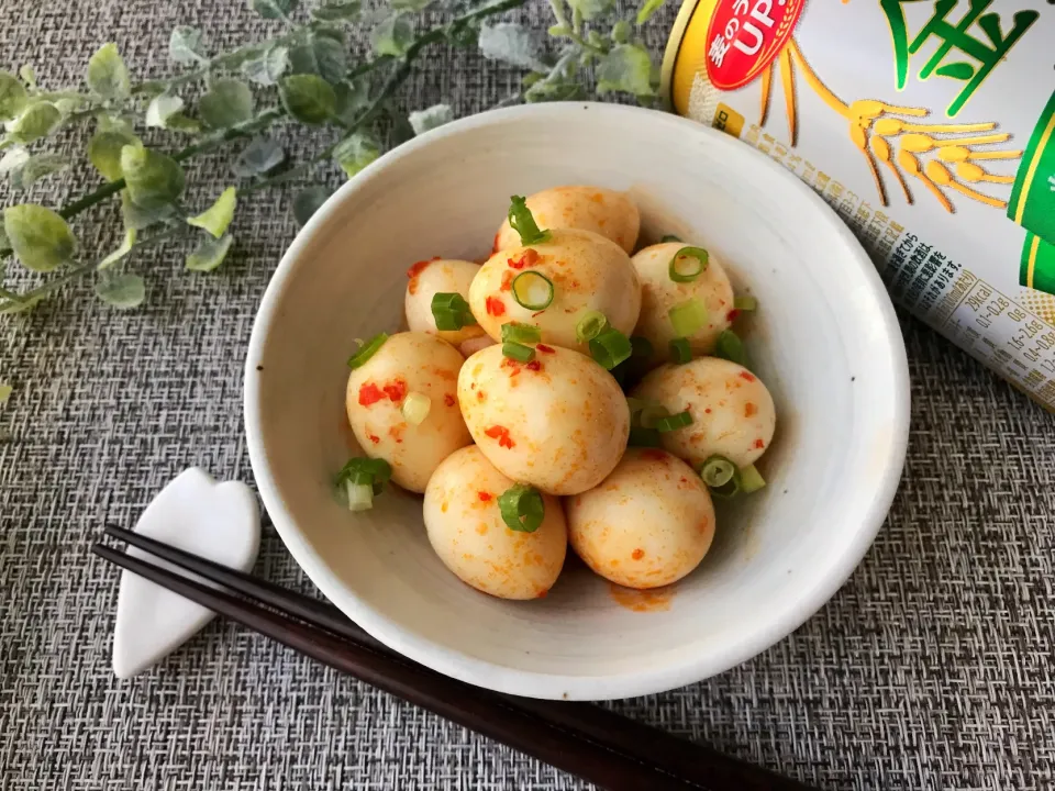 からあげビールさんの料理 簡単おつまみ♪中華風ピリ辛オイスターうずら味玉|まなまな♡さん