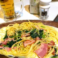 Snapdishの料理写真:ベーコンとほうれん草のクリームパスタ|Yoko Ondaさん