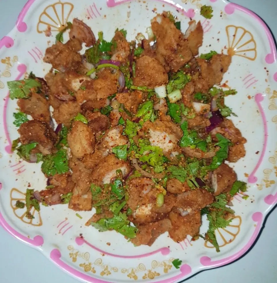 spicy fried chicken salad|patcookingfeverパットさん