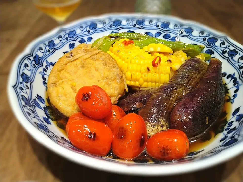 Snapdishの料理写真:がんもと夏野菜の焼き浸し|古尾谷りかこさん