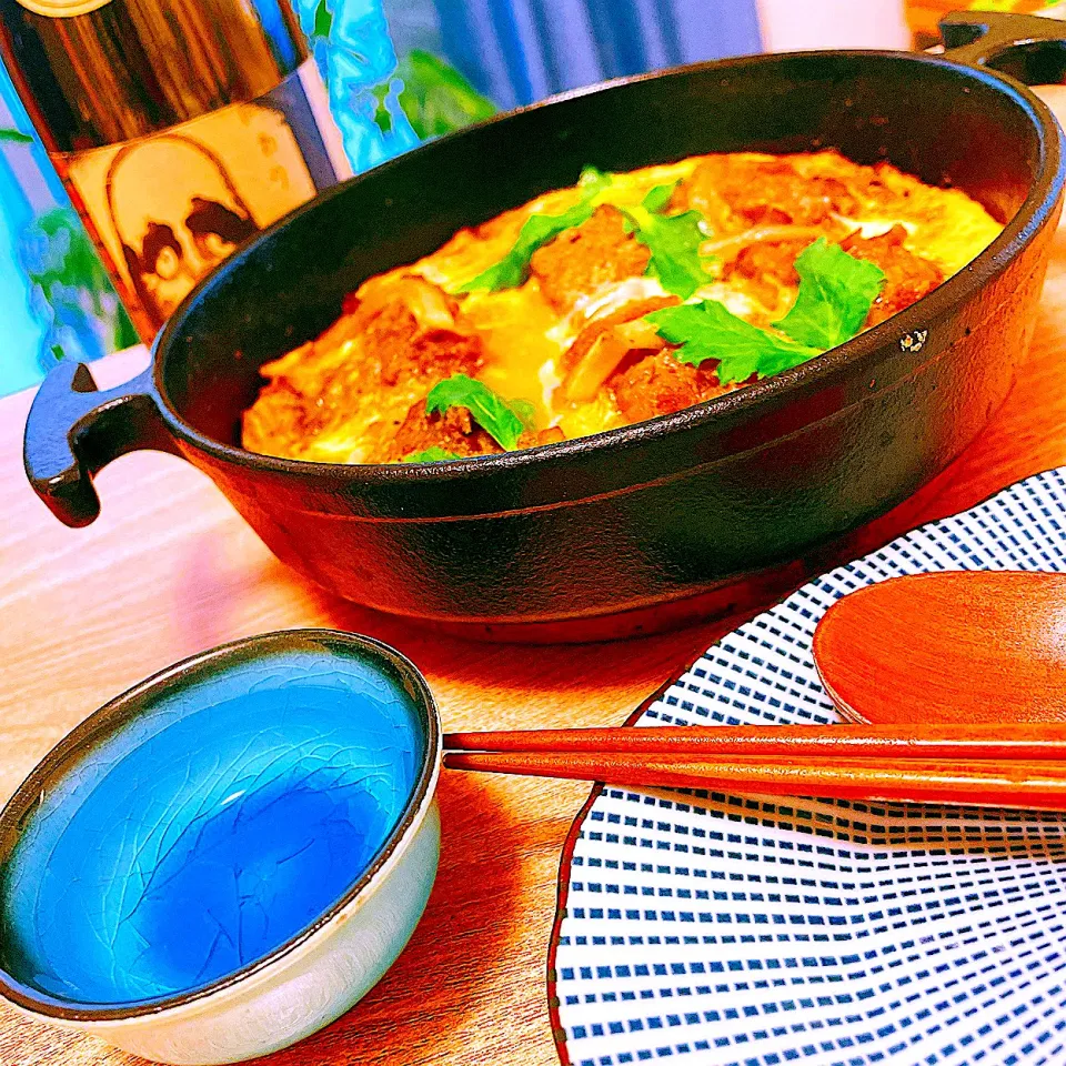 カツ煮をおつまみに🍶冷酒で一杯😚|Sの食卓さん