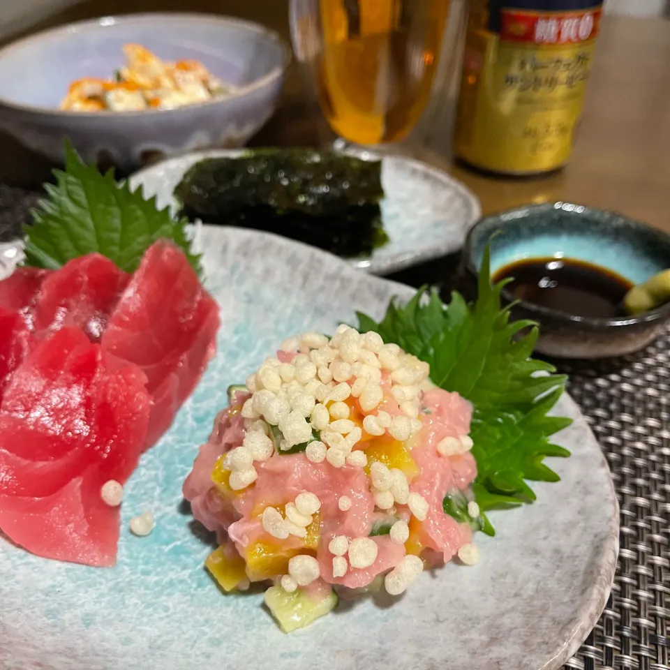 taruto⭐️さんの料理 まぐろの とろたく😆🐟💕天かすのせ✨in胡瓜|ナガマンさん