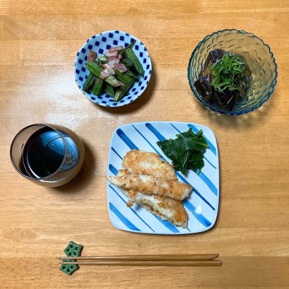 ささみフライと茄子揚げひたし🍆|ちゃみこさん