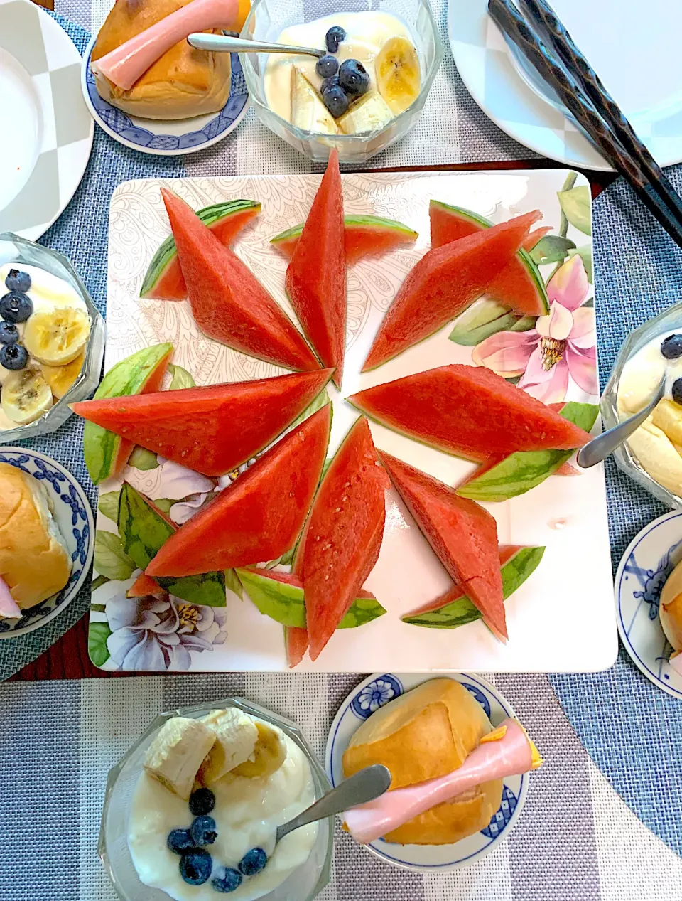 Snapdishの料理写真:スイカ🍉朝ごはん|シュトママさん