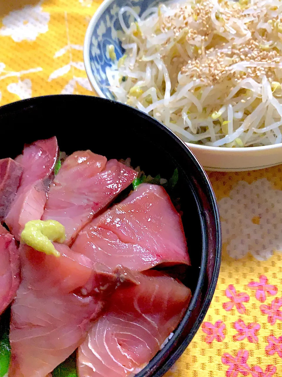 ハマチの漬け丼　もやしナムル|掛谷節子さん