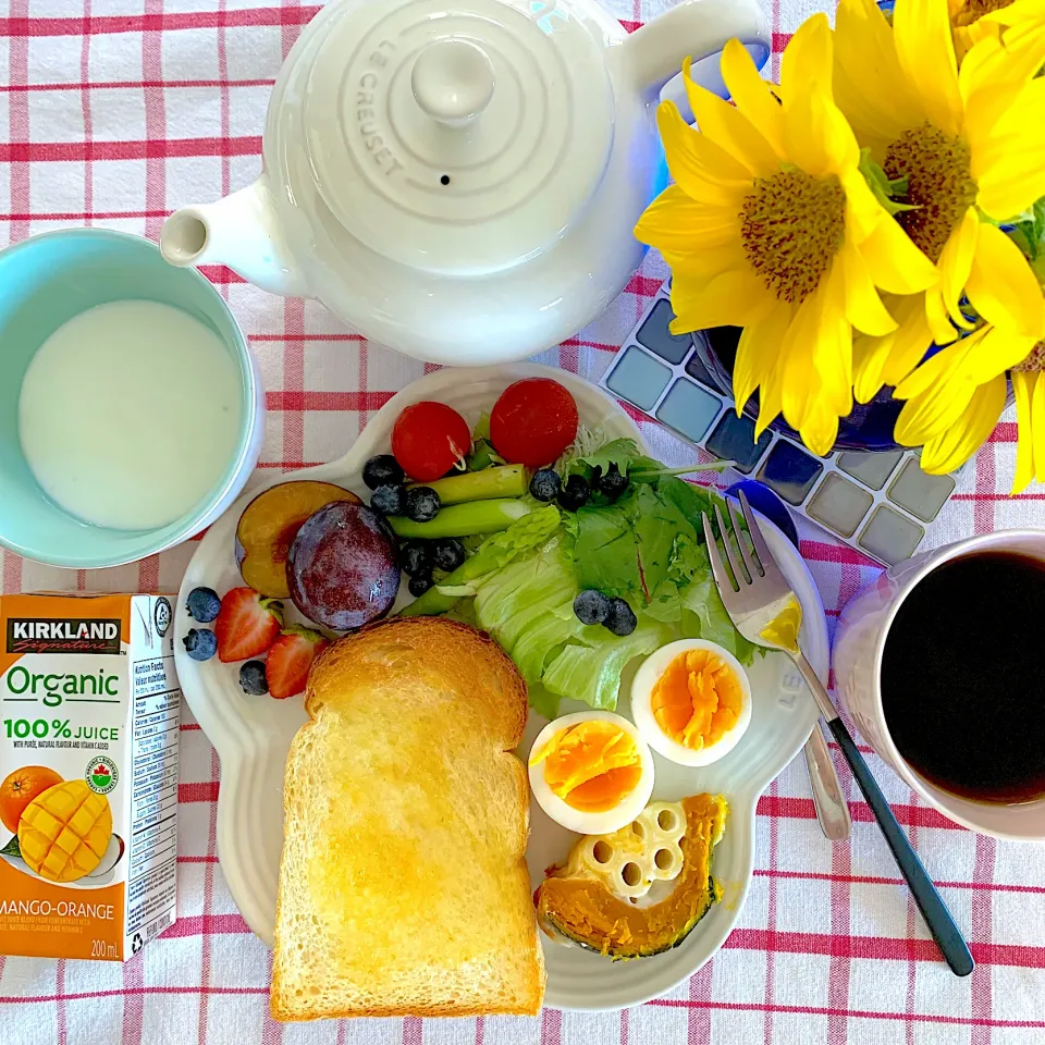 Snapdishの料理写真:🌼花とモーニングプレート🌼|あっちゃんさん