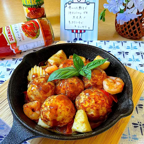 「MC　ジャマイカジャークソース」を使ってみたSnapdishの料理・レシピ写真:ジャークソースで食べるシーフードたこ焼き