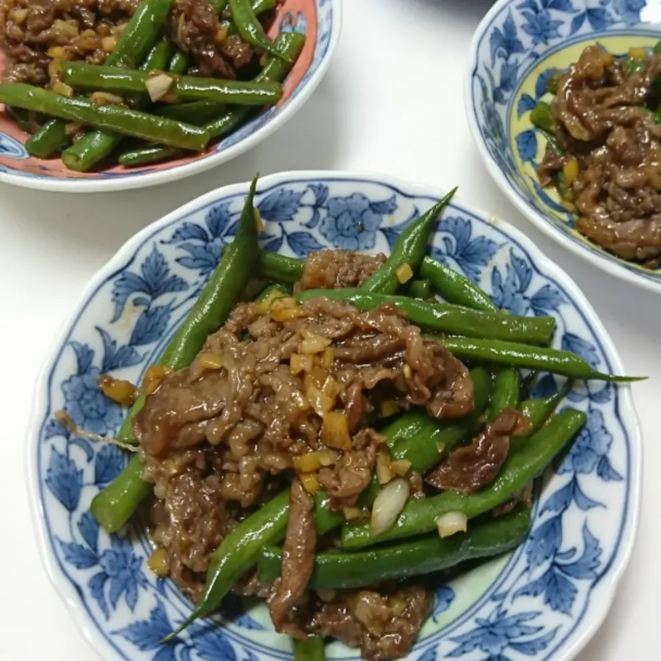 いんげんと牛肉の炒め物|しまだ ちえこさん