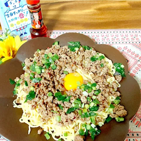 「ユウキ食品 / 激辛四川ラー油」を使ってみたSnapdishの料理・レシピ写真:辛~い汁なし坦々麺(♡︎ꉺ.̫ꉺ)