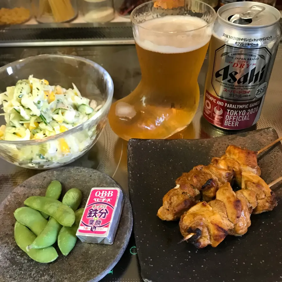 Snapdishの料理写真:タンドリーチキン串で家飲み|sanaeさん