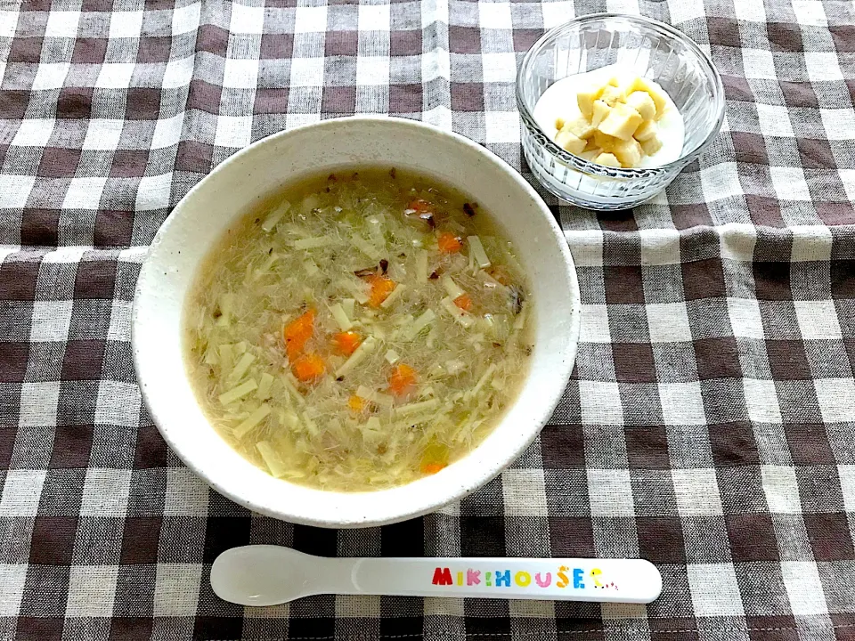 【離乳食】野菜とタラのうどん、バナナヨーグルト|sayaさん