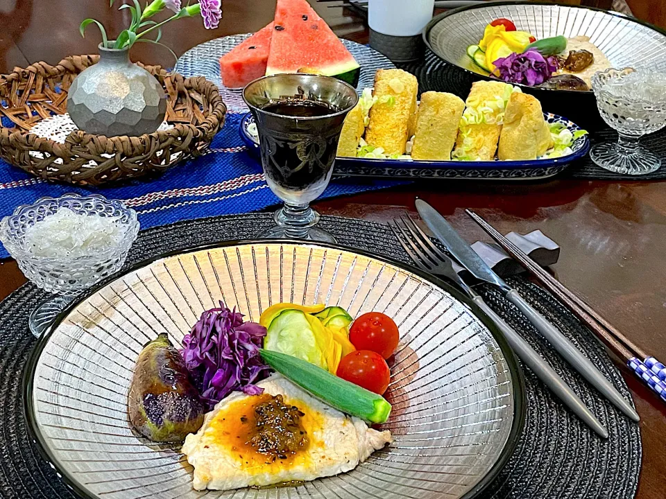 とある日のお夕飯🍴豚肉ステーキには自家製茶梅ジャムを付けて🍃|Seikoさん