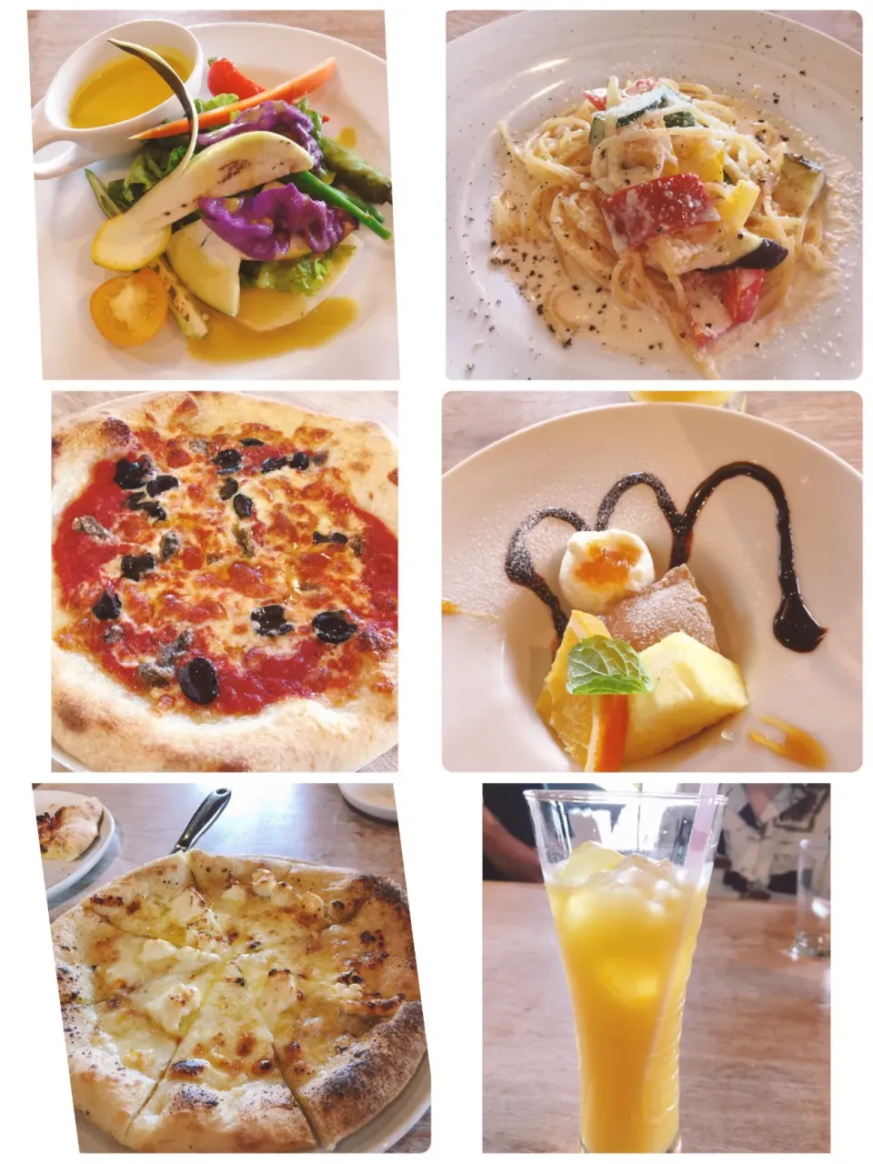 本日のランチはイタリアン😊アンチョビとトマト、4種のチーズのピザ🍕クリーム明太子パスタ🍝ドルチェはチョコプリン☺️|海斗さん