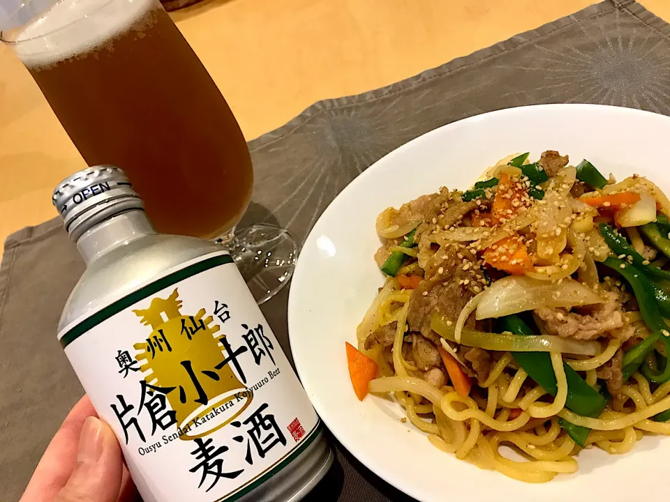 片倉小十郎麦酒と焼きそば|喰いしんぼう豚さん