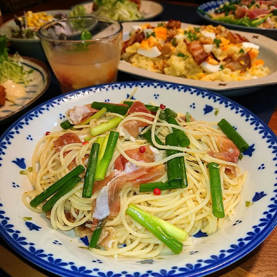 生ハムとネギのパスタ～柚子胡椒風味|こてつさん