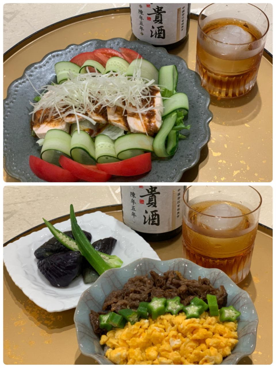 よだれ鳥&二色丼😋