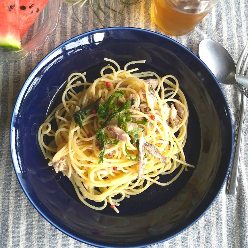 イワシのコンフィ〜のオイルパスタ🍝|とまと🍅さん