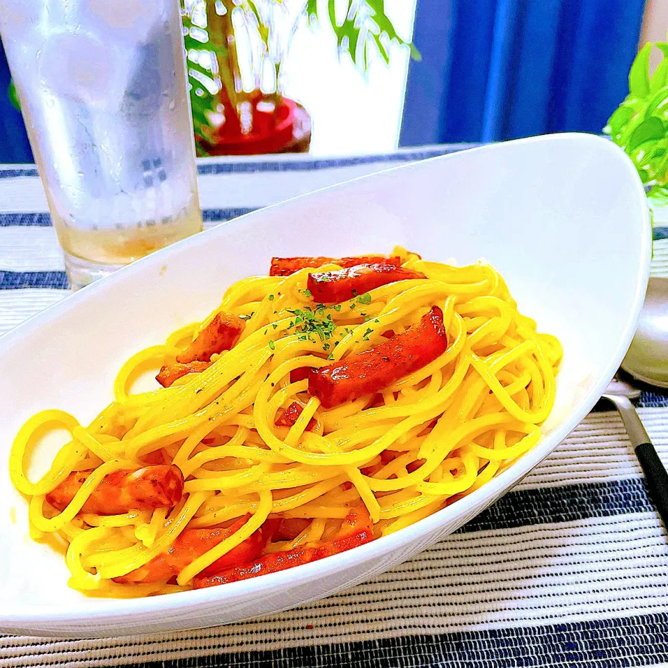 角切りベーコンの🍝クリームソースパスタでランチ😋|Sの食卓さん