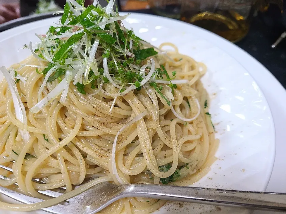 海老出汁ペペロンチーノ☆(香味野菜と)|けんさん