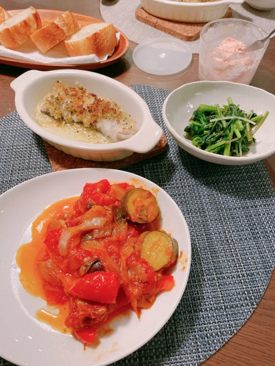 Ratatouille, Grilled fish with bread crumbs , herbs and garlic|taka-chanさん