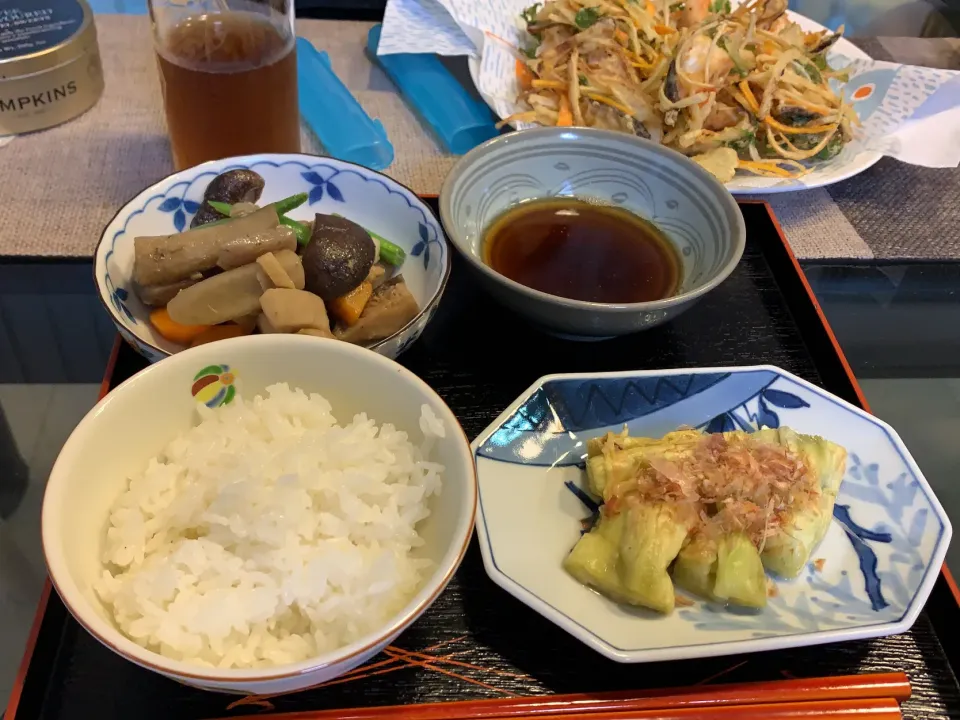 実家ごはん 〜かき揚げと焼きナスとがめ煮|GAKUさん