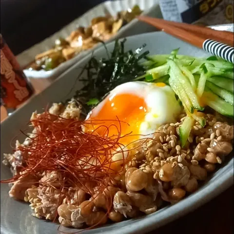 「ユウキ食品 / 激辛四川ラー油」を使ってみたSnapdishの料理・レシピ写真:鯖缶納豆