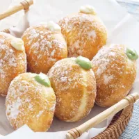 Custard cream and matcha donuts