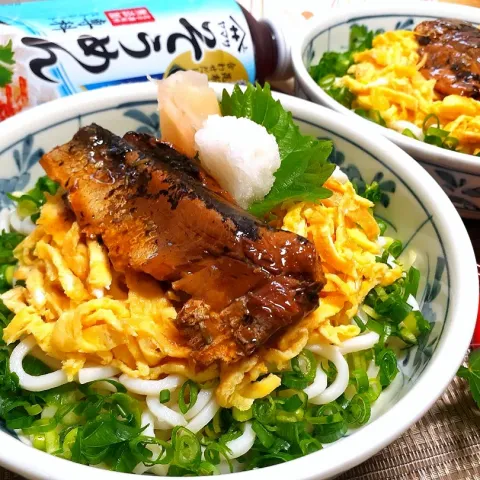 「ヤマサそうめん専科」を使ってみたSnapdishの料理・レシピ写真:ぶっかけ細うどん♪イワシの缶詰乗せ～😋