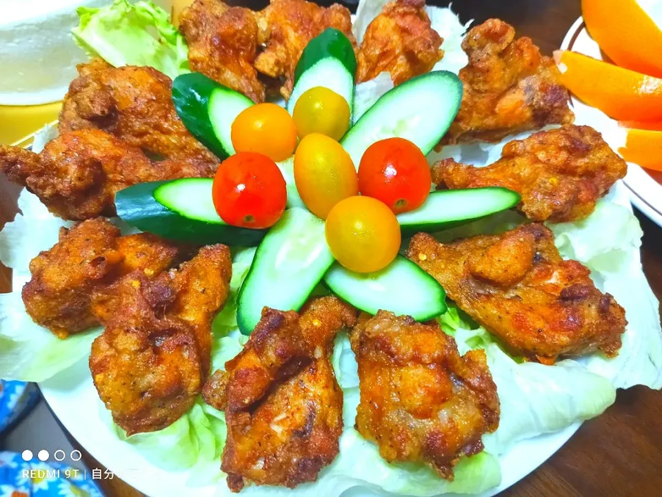 fried chicken 🍗 cucumber 🥒 tomato 🍅|mi-amorさん