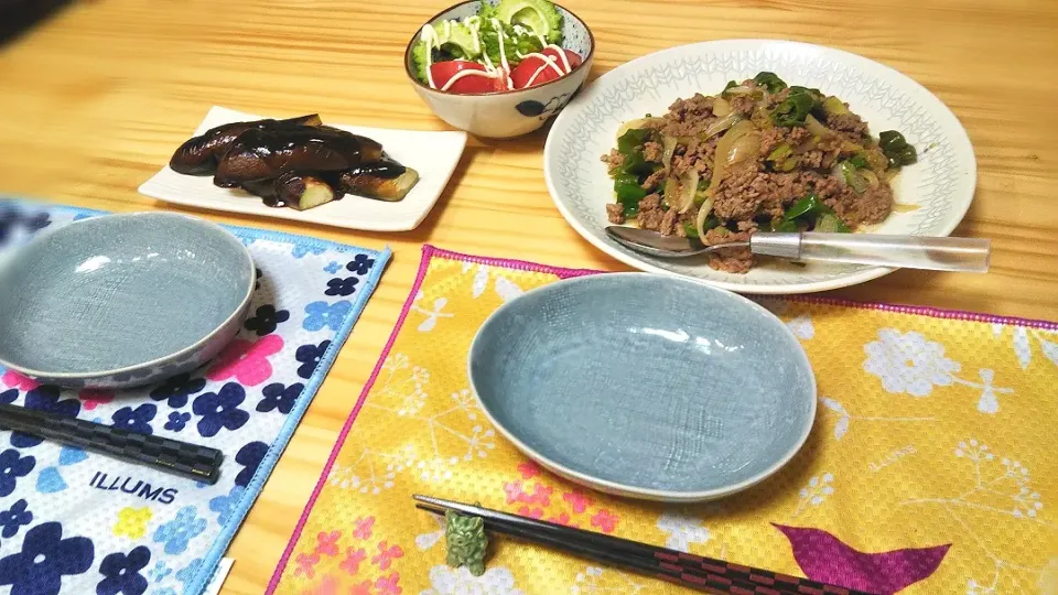 ひき肉ピーマンたまねぎ炒め
なす田楽
トマトとゴーヤ|ひろゴーヤさん