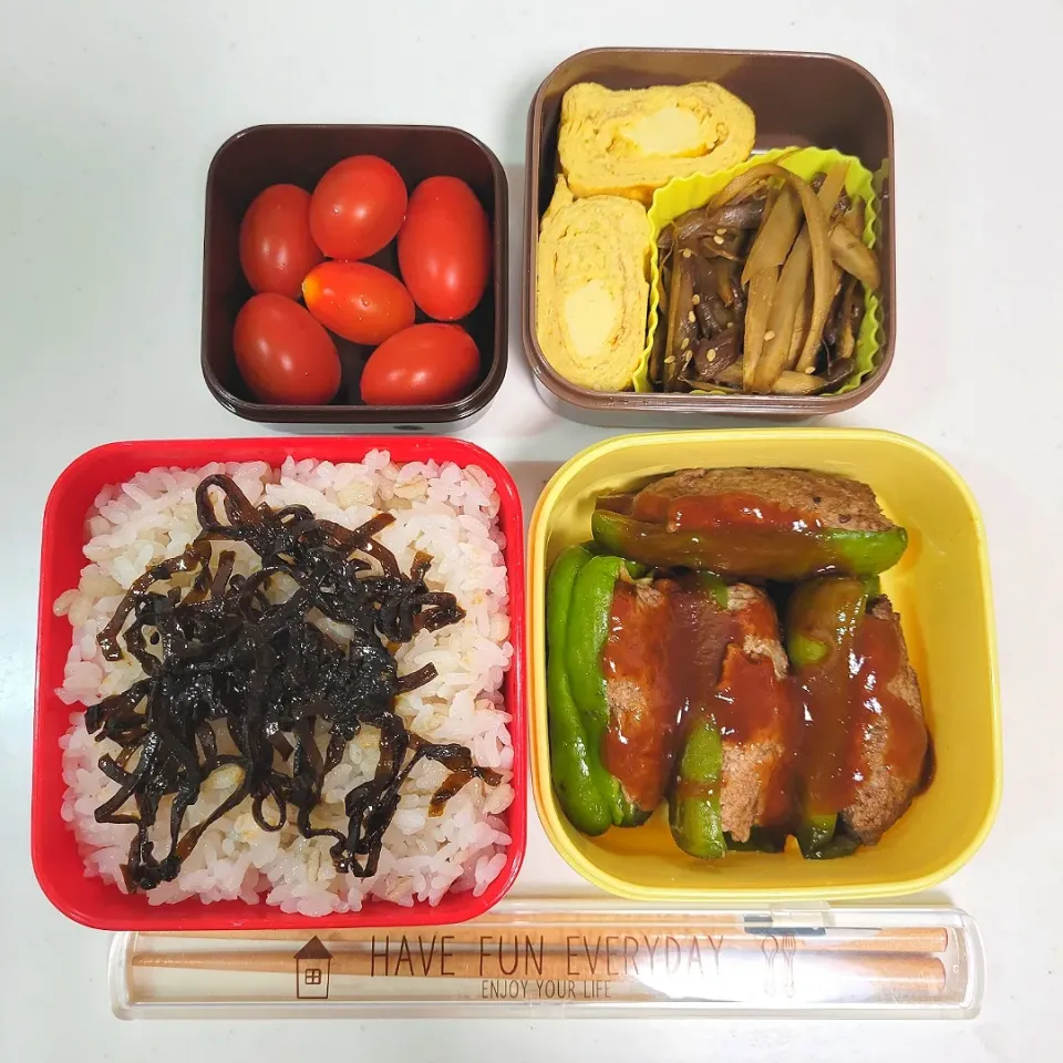 旦那用お弁当　～ピーマンの肉詰め弁当～|waiwaiさん