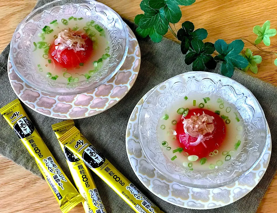 トマトとみょうがの冷やし味噌汁🍅✨|てんのすけさん