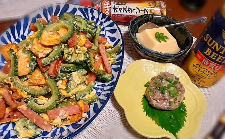 ゴーヤチャンプルー🍃
鯵のなめろう🐟|びせんさん