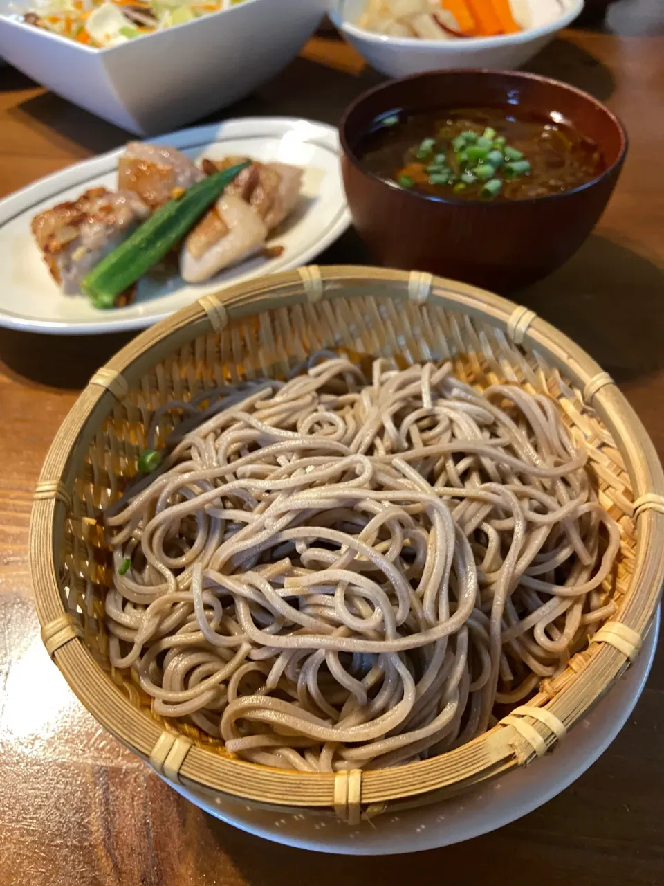 8/15の夕食　鶏葱甘辛つけ蕎麦！|yoneさん