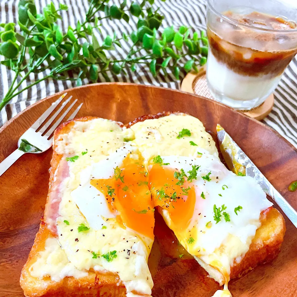 クロックムッシュで朝ごパン|オーロラさん