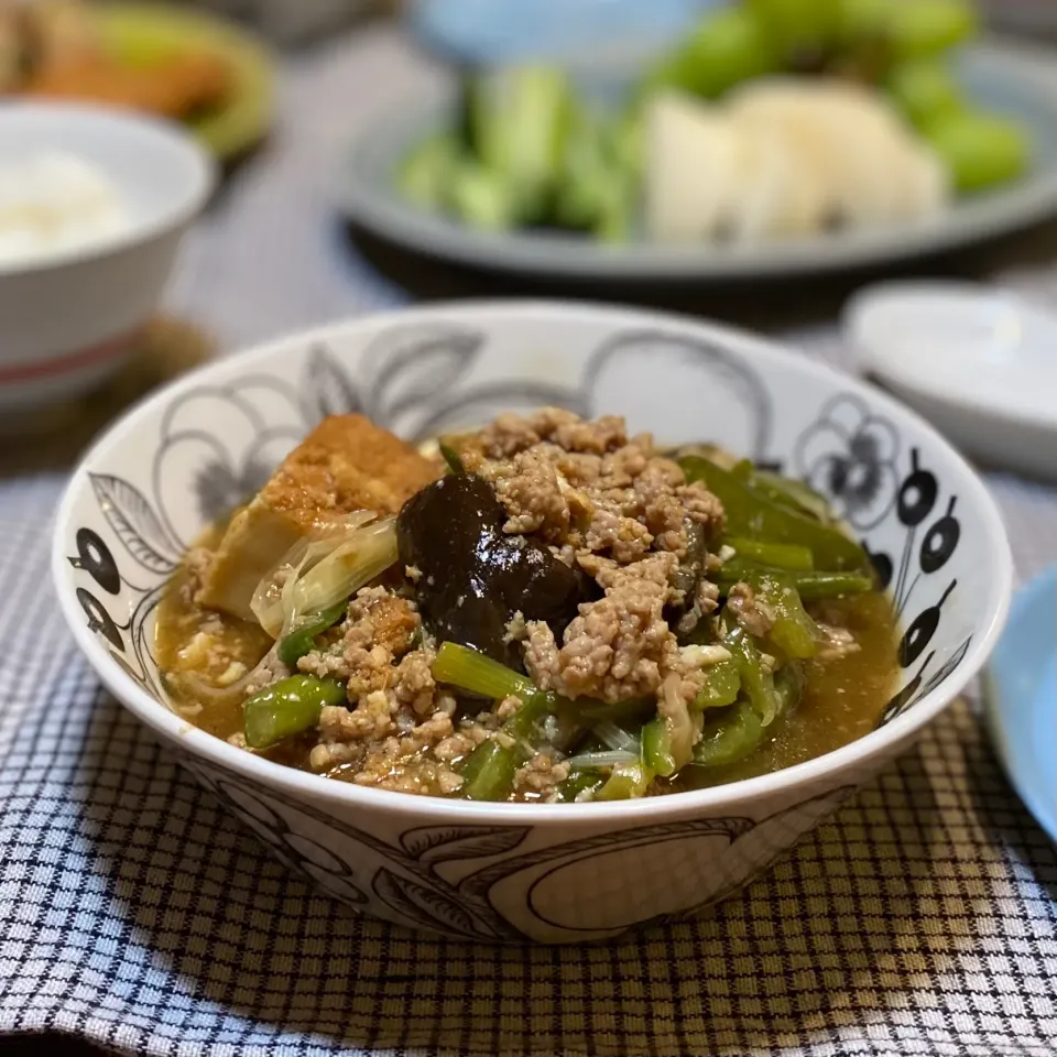 Snapdishの料理写真:夏野菜と厚揚げのカレーそぼろ煮|麻紀子さん