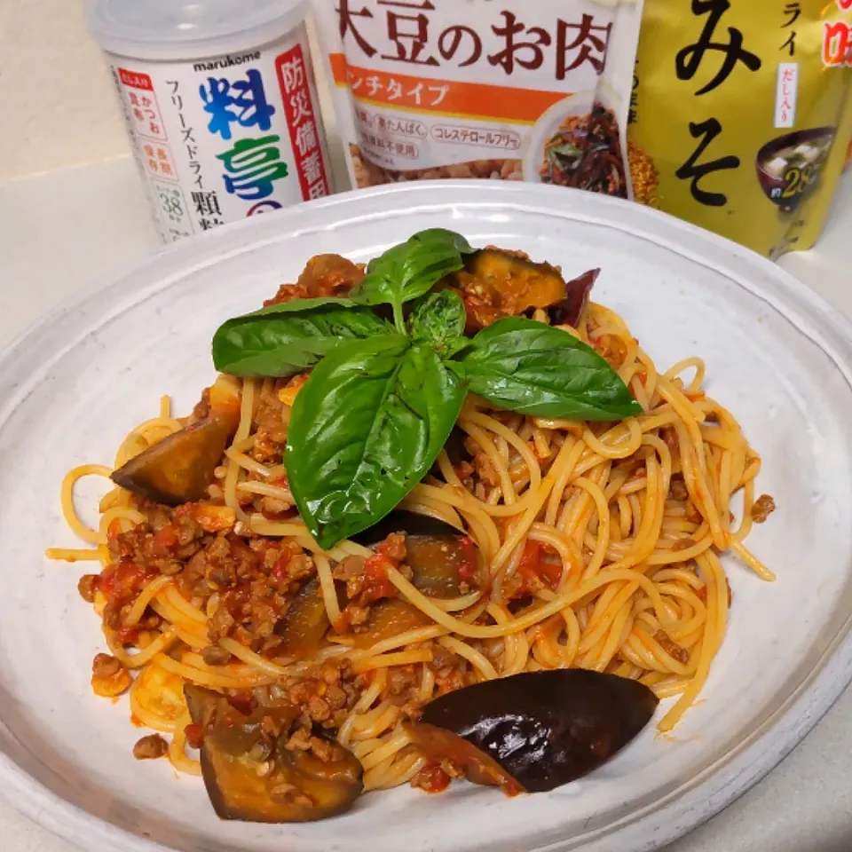 大豆のお肉ミンチでトマトパスタぱすた|りえぞ～さん