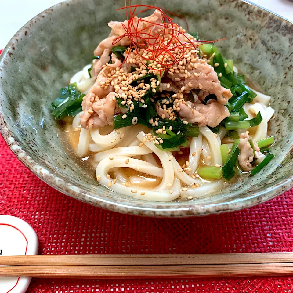 豚肉とニラのあんかけうどん|chicaocafeさん