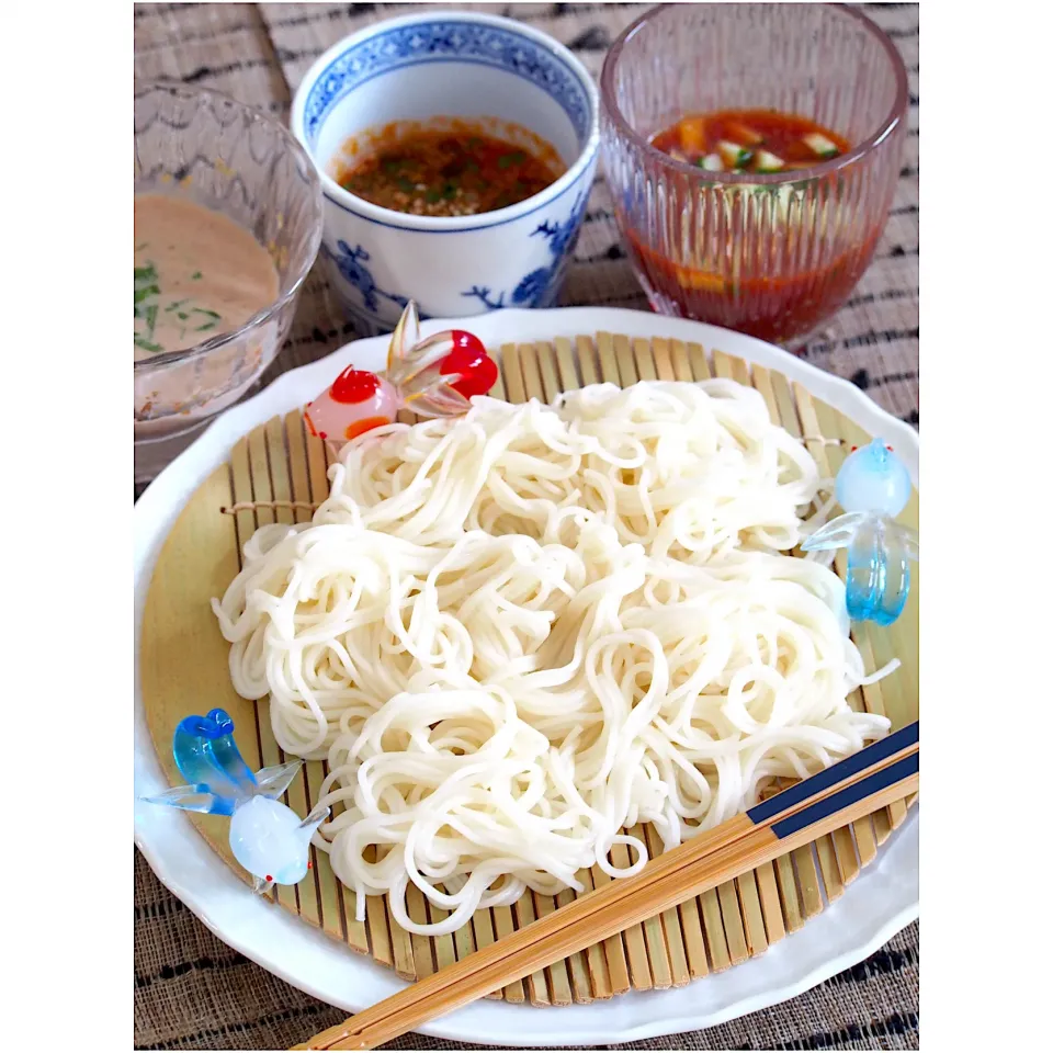 Snapdishの料理写真:胡桃味噌だれでお素麺|sayaka_kitchenさん