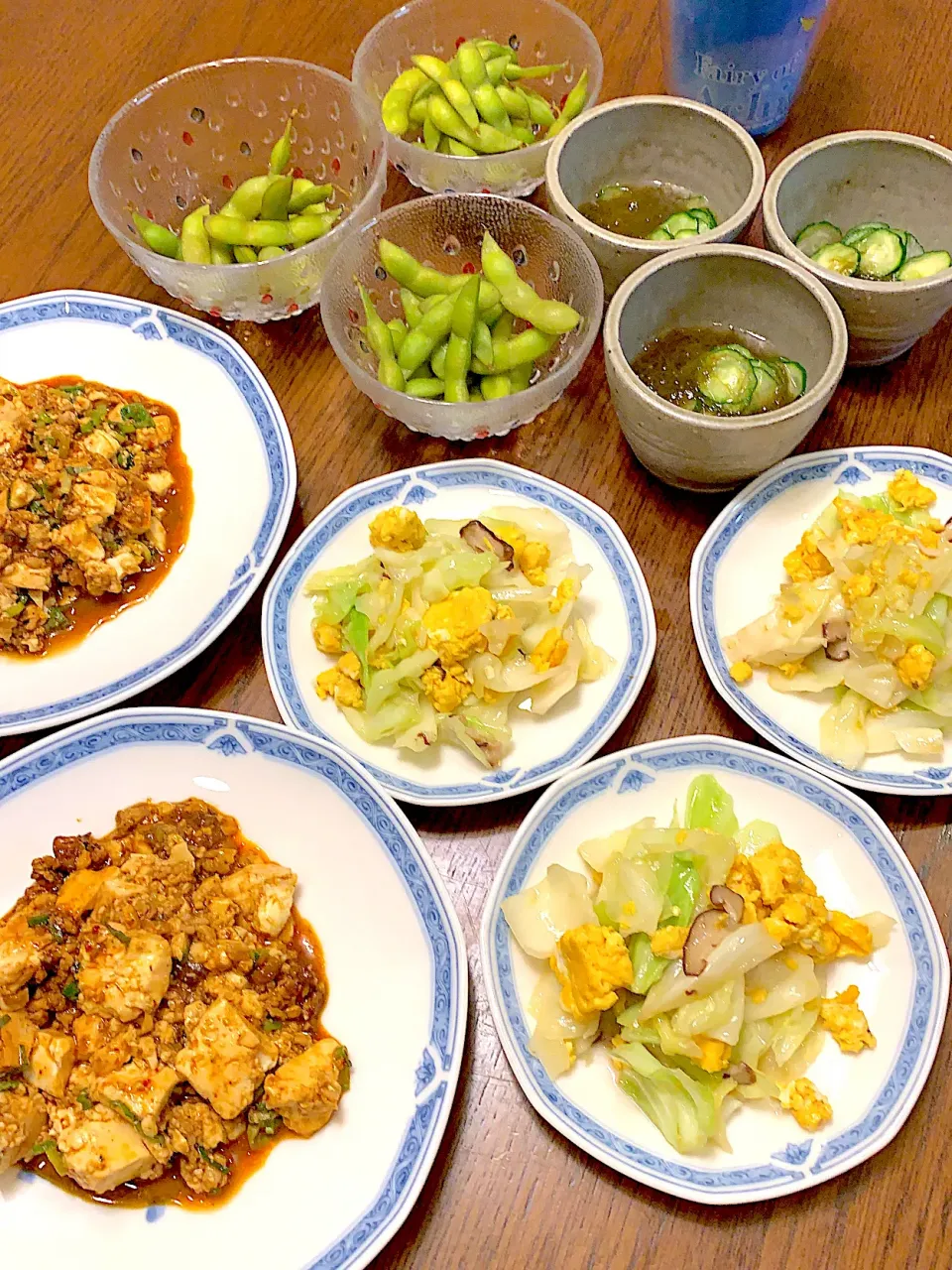 麻婆豆腐🥬キャベツと玉子の炒め物🥒今日の夕食20210818|rococoさん