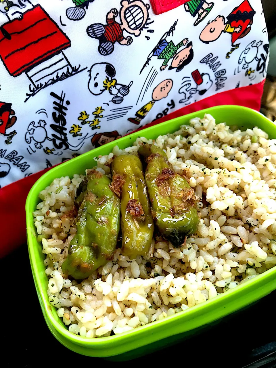 #昼飯　おかかししとうロウカット玄米おかか海苔段々ご飯弁当|ms903さん