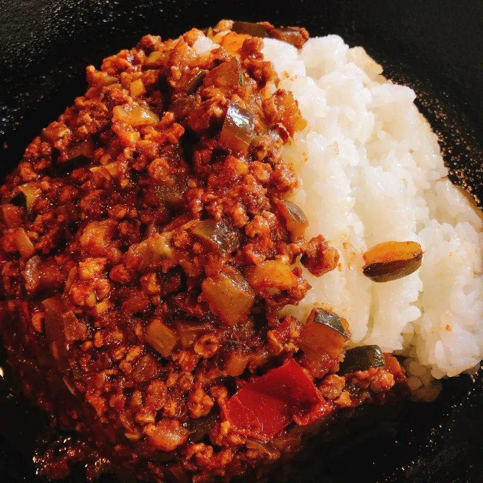 夏野菜ラグーとダイズラボ大豆のお肉ミンチのキーマカレー|角康広さん