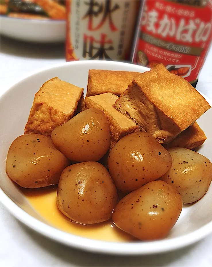 ナガマンさんの料理 厚揚げと玉蒟蒻のうまかばい煮|もっさんさん