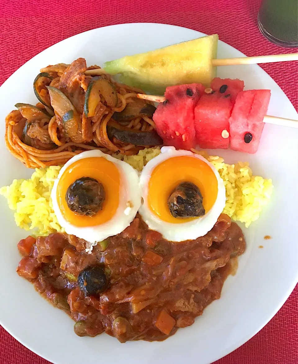 夏野菜スパイスチキンカレー🍛夏野菜スパゲティナポリタン🍝|HAMI69さん