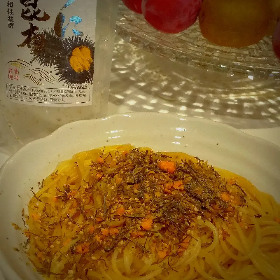 昆布・ウニふりかけのパスタ|osanpowankoさん