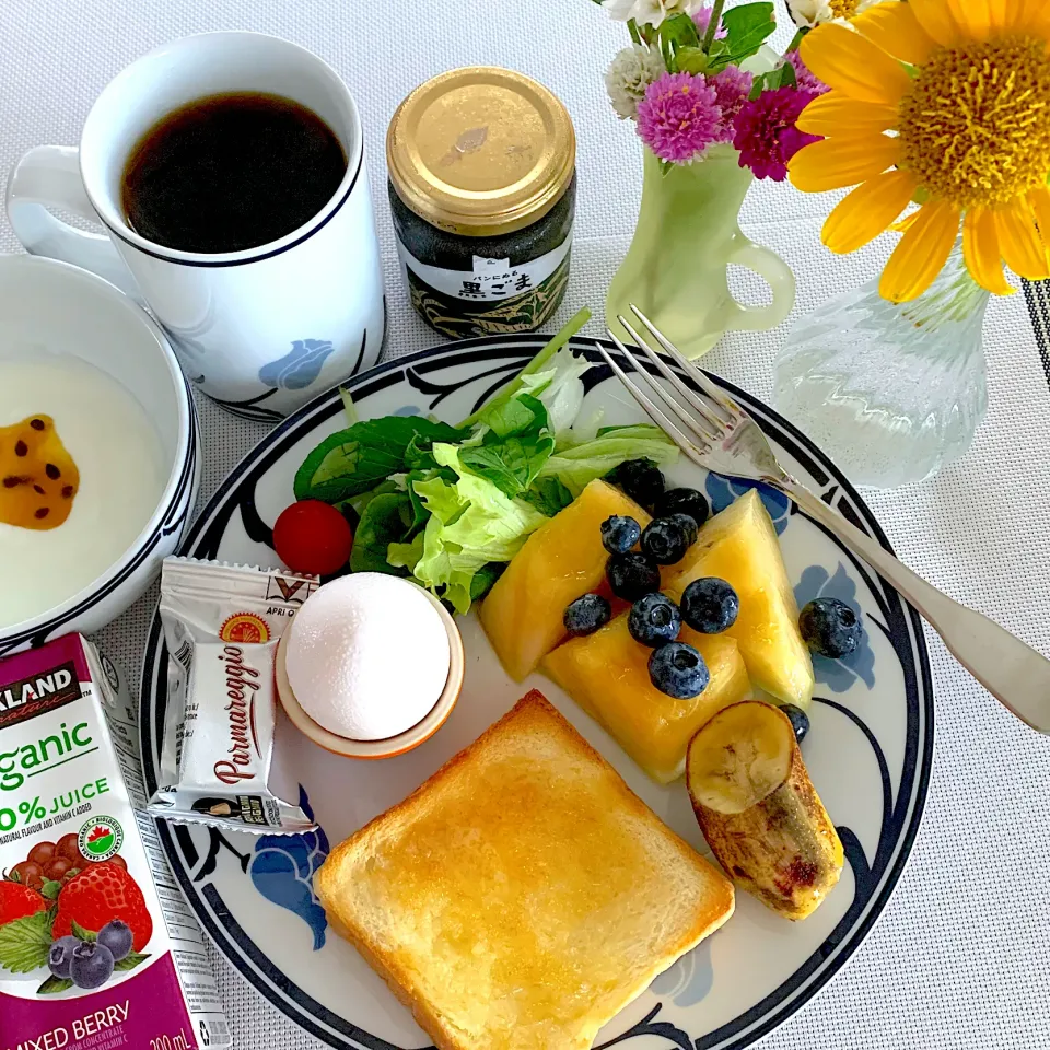 Snapdishの料理写真:🌼花とモーニングプレート🌼|あっちゃんさん