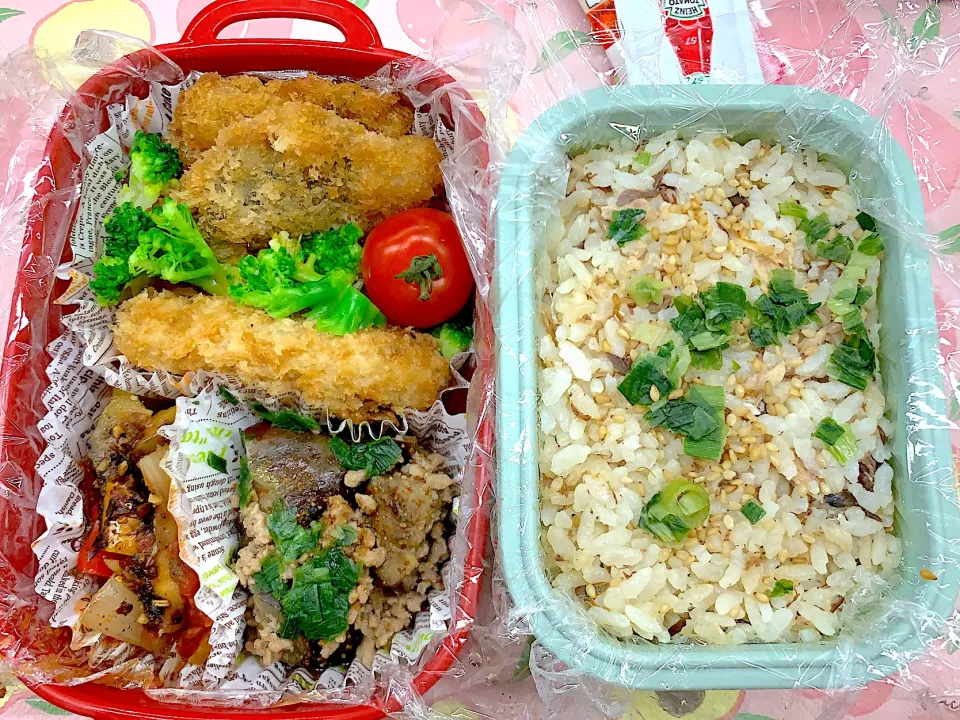 サバの炊き込みご飯🍚秋刀魚の唐揚げ、牛たんコロッケ、肉味噌茄子、ラタトゥイユ|yumyum😋さん