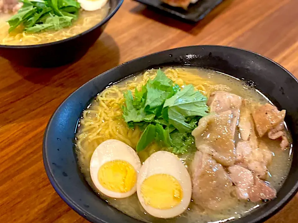 Snapdishの料理写真:手作り☆鶏白湯ラーメン（大盛り笑）|ふくすけ食堂さん